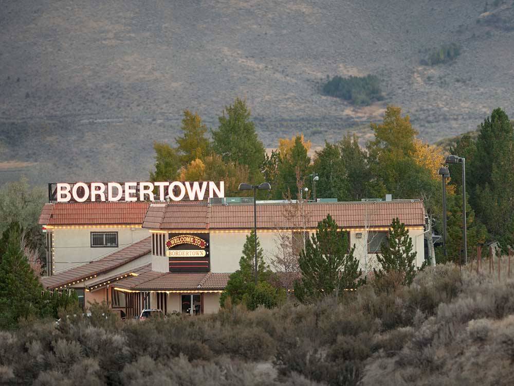 Lodge office with large Bordertown sign on top at BORDERTOWN CASINO & RV RESORT