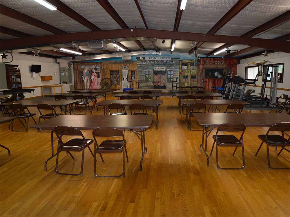 Inside of the recreation hall at STONE CREEK RV PARK