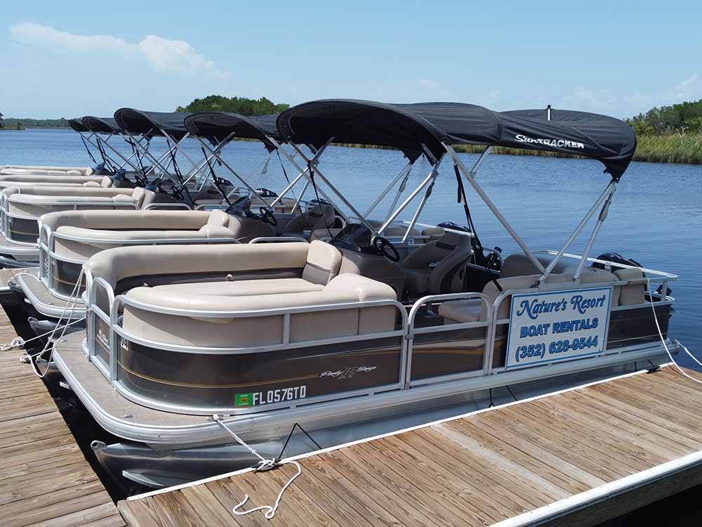 A line of the boat rentals at NATURE'S RESORT