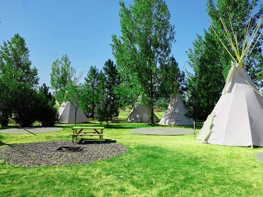 Some of the rental teepees at WILDHORSE RESORT & CASINO RV PARK