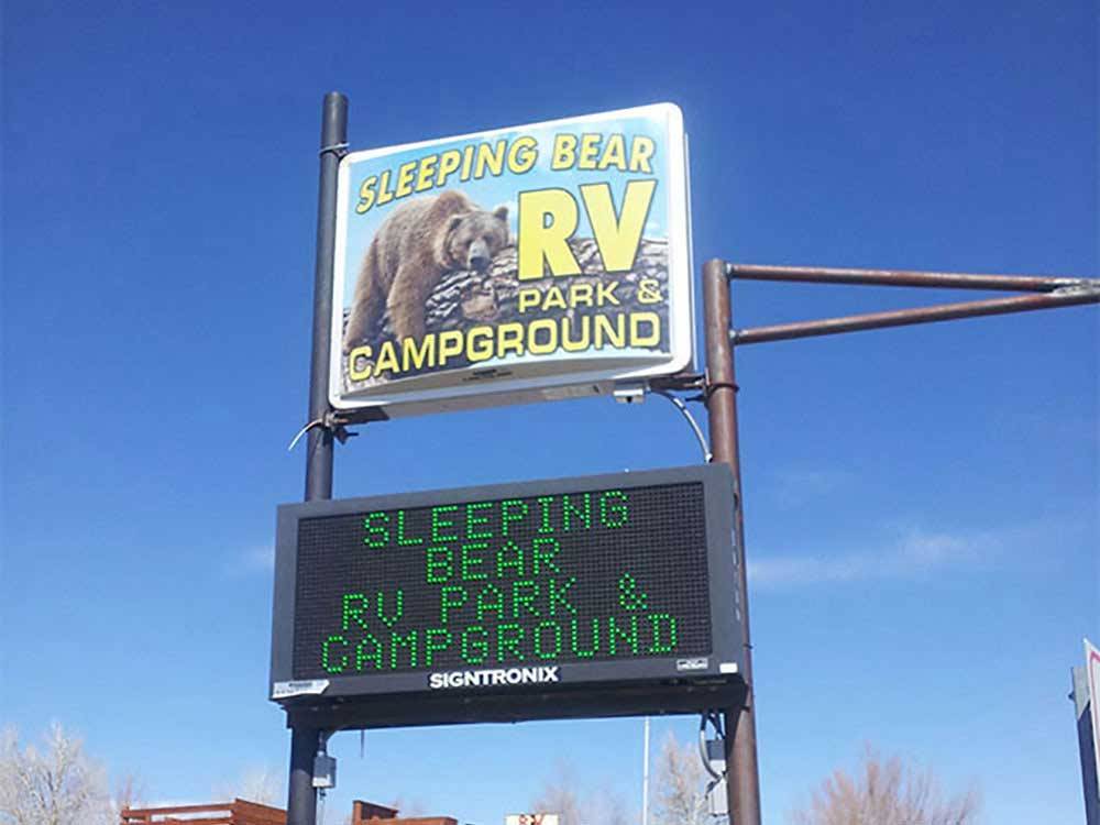 Sign at the campground entrance at SLEEPING BEAR RV PARK & CAMPGROUND