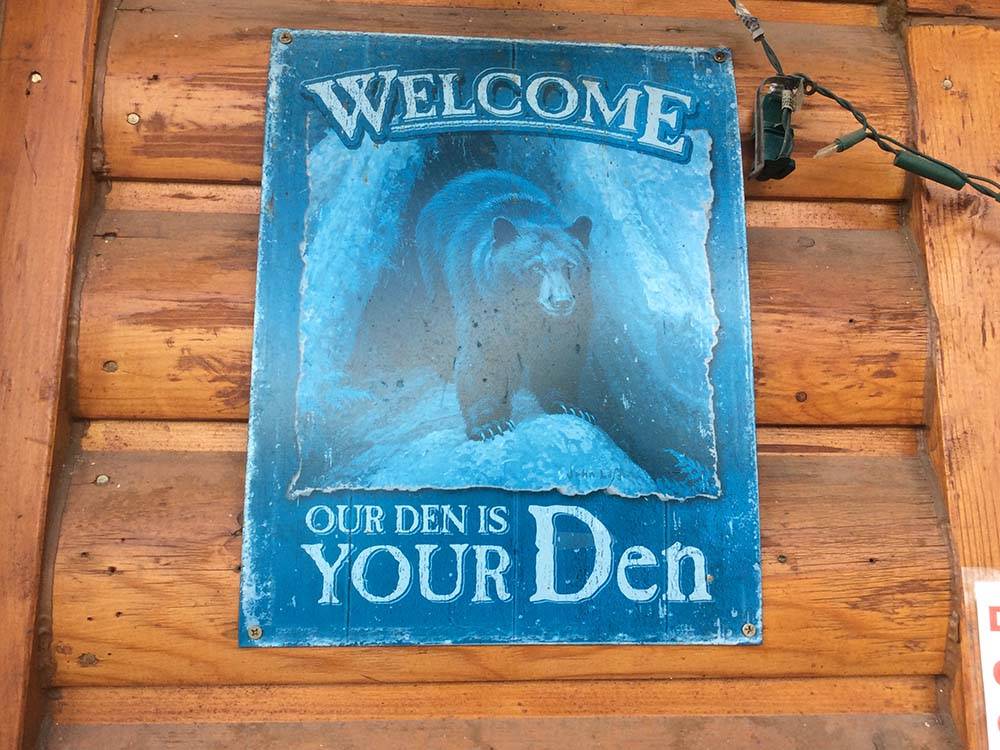 Welcome to our den sign at SLEEPING BEAR RV PARK & CAMPGROUND