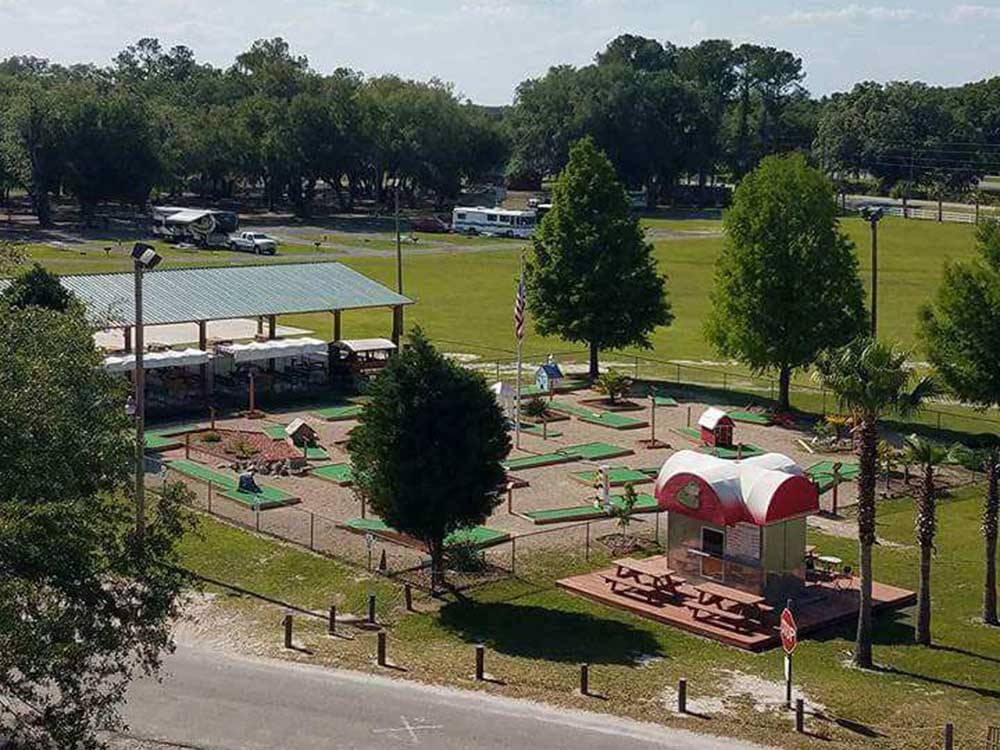 An aerial view of the mini golf course at RAGANS FAMILY CAMPGROUND