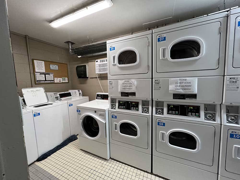 The clean laundry room at CROSS CREEK CAMPING RESORT