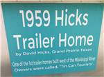 A sign for a 1959 Hicks Trailer Home at DALLAS HI HO RV PARK - thumbnail