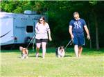 Two campers walk their dogs at GETTYSBURG CAMPGROUND - thumbnail