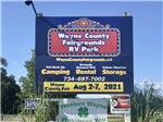The front entrance sign at WAYNE COUNTY FAIRGROUNDS RV PARK - thumbnail