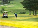 Man hitting golf shot at the course at THOUSAND TRAILS DIAMOND CAVERNS RV & GOLF RESORT - thumbnail