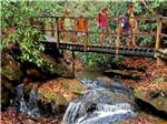 Kids crossing bridge over stream at THOUSAND TRAILS GREEN MOUNTAIN - thumbnail