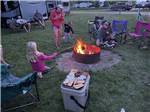 A girl roasting a marshmallow over a fire at CAMP TURKEYVILLE RV RESORT - thumbnail