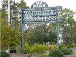Sign of the park entrance at WHISPERING PINES CAMPGROUND - thumbnail