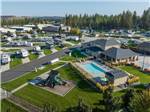 An overhead view of the pool and main building at NORTH SPOKANE RV CAMPGROUND - thumbnail