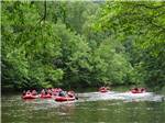 A group of people rafting down the river at PIGEON RIVER CAMPGROUND - thumbnail