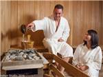 A couple in robes in the spa at 12 TRIBES OMAK CASINO HOTEL & RV PARK - thumbnail