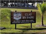 Welcome sign at park entrance at CLAY FAIR RV PARK - thumbnail