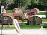 Aerial view of the rental cabins at CUSTER CROSSING FAMILY CAMPGROUND - thumbnail