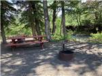 Picnic table and fire pit at RED EAGLE CAMPGROUND - thumbnail