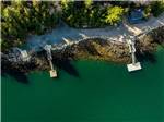 Aerial view of two boat docks and the ocean at HTR ACADIA - thumbnail