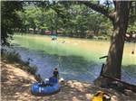 Kids playing on a rope swing that goes over the river at PARKVIEW RIVERSIDE RV PARK - thumbnail