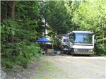 RV camping surrounded by trees at MEREDITH WOODS 4 SEASON CAMPING AREA - thumbnail