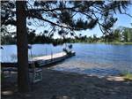 Lake with dock and bench in the shade at DAVY LAKE CAMPGROUND - thumbnail