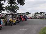 A row of decorated golf carts at BRIARCLIFFE RV RESORT - thumbnail