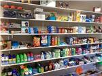 Shelves full inside the general store at ROCKY MOUNTAIN 'HI' RV PARK AND CAMPGROUND - thumbnail