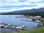 View of the marina with boats docked at CACHUMA LAKE CAMPGROUND - thumbnail