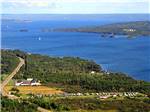 Amazing aerial view over resort at BRAS D'OR LAKES CAMPGROUND ON THE CABOT TRAIL - thumbnail