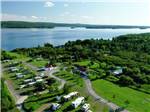 Aerial view of the campground and lake at BRAS D'OR LAKES CAMPGROUND ON THE CABOT TRAIL - thumbnail