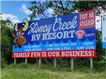 The front entrance billboard at STONEY CREEK RV RESORT - thumbnail