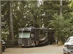 A motorhome in a wooded RV site at HARMONY LAKESIDE RV PARK & DELUXE CABINS - thumbnail