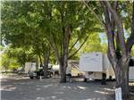 A row of trailers parked in gravel sites under trees at MUNDS PARK RV RESORT - thumbnail