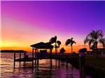 Dock and palm trees against sunset at RIVER VISTA RV VILLAGE - thumbnail