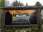 Entrance sign to resort at BISSELL'S HIDEAWAY RESORT - thumbnail