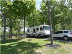 A motorhome in a site under trees at BISSELL'S HIDEAWAY RESORT - thumbnail