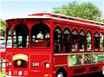 Bright red trolley car at KING PHILLIPS CAMPGROUND - thumbnail