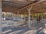 A group of tables under a large pergola at PALM CANYON HOTEL AND RV RESORT - thumbnail