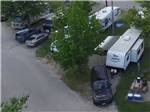 Aerial view over campground of vehicles and RVs at CAHOKIA RV PARQUE - thumbnail