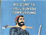 A Paul Bunyan welcoming sign at PAUL BUNYAN CAMPGROUND - thumbnail