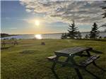A picnic table in a grass area near the water at CAMPING COLIBRI BY THE SEA - thumbnail