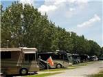A row of motorhomes backed-in at CLARKSVILLE RV RESORT BY RJOURNEY - thumbnail