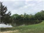 A view of the lake with grass at RUSTIC TRAILS RV PARK - thumbnail