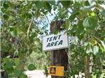 A sign to the tent area at SHERK'S RV PARK - thumbnail