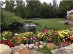 Flower bed with stream and picnic area at OUTDOORSY BAYFIELD - thumbnail