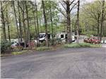 A motorhome in an RV site under trees at CAMPGROUND AT BARNES CROSSING - thumbnail