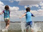 Kids running into the beach at ELEPHANT BUTTE LAKE RV RESORT - thumbnail