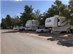 View down the road of campers in campsites at ZUNI VILLAGE RV PARK - thumbnail