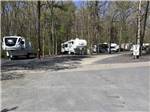 Fifth wheel trailers backed in at WAYNESBORO NORTH 340 CAMPGROUND - thumbnail