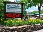 The front entrance sign at BIG MEADOW FAMILY CAMPGROUND - thumbnail
